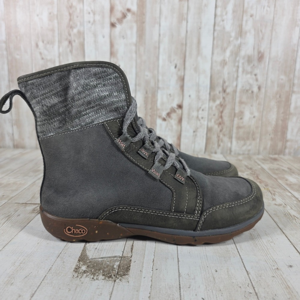 Chaco Barbary Castlerock‎ Grey Suede Wool Lace Up Ankle Boots J106392 Womens 7